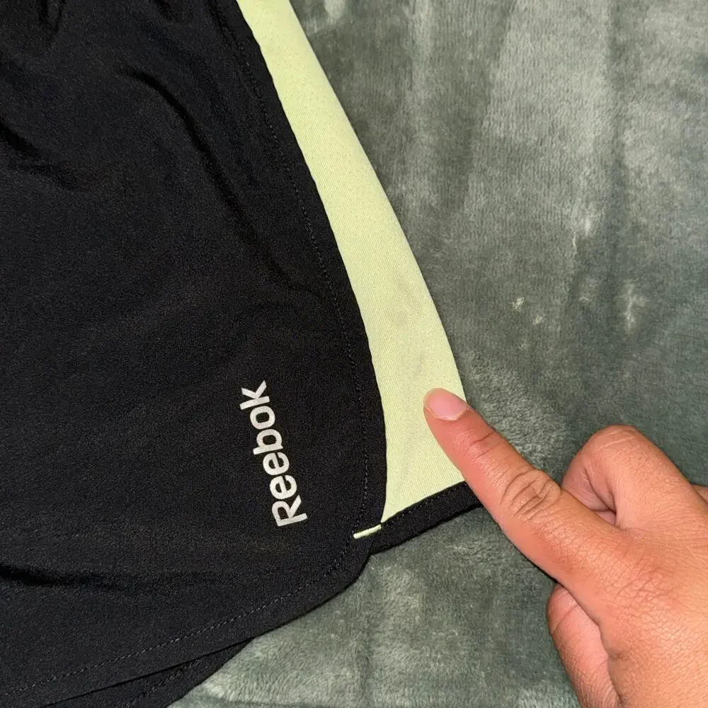 Reebok Running Shorts Black Pastel Green Girl's Size XL Activewear Casual Active